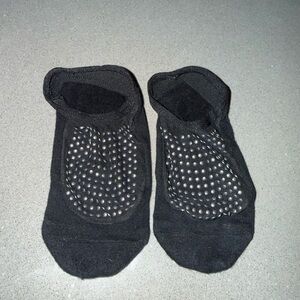 Tavi black ankle grip socks with mesh front and rhinestones